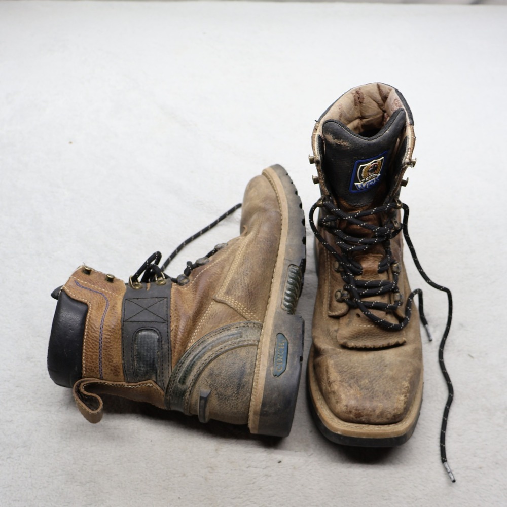 Cinch  Mens 9EE Work Boots‎ Brown Leather Square Toe WRX Lace Up Rugged Utility